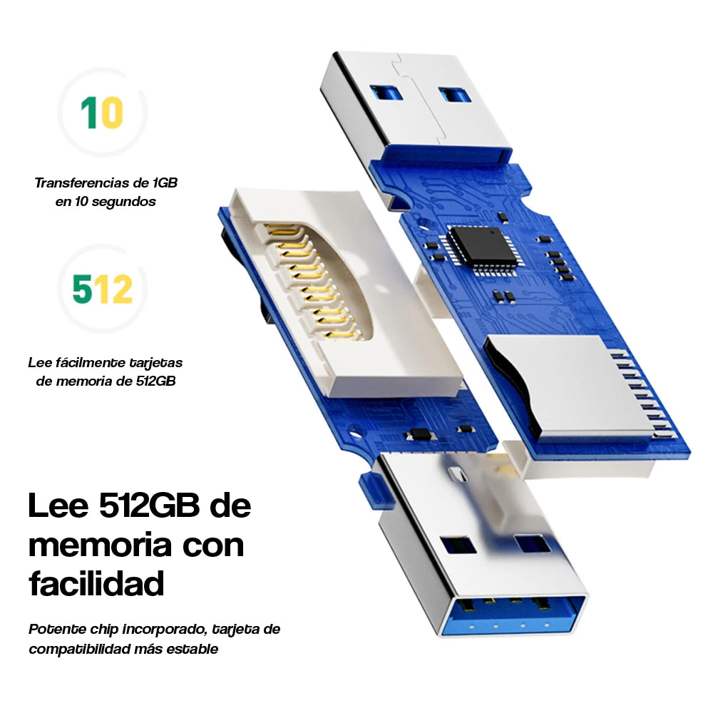 Lector de tarjetas 2 en 1, USB 3,0, Micro SD, TF Caracteristicas