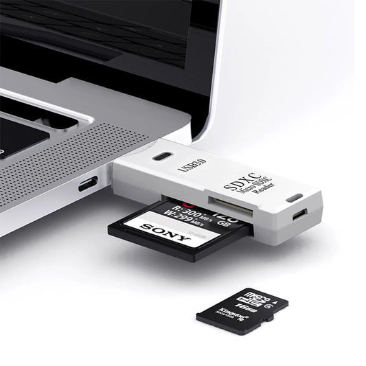 Lector de tarjetas 2 en 1, USB 3,0, Micro SD, TF Negro Blanco Adaptador Micro SD